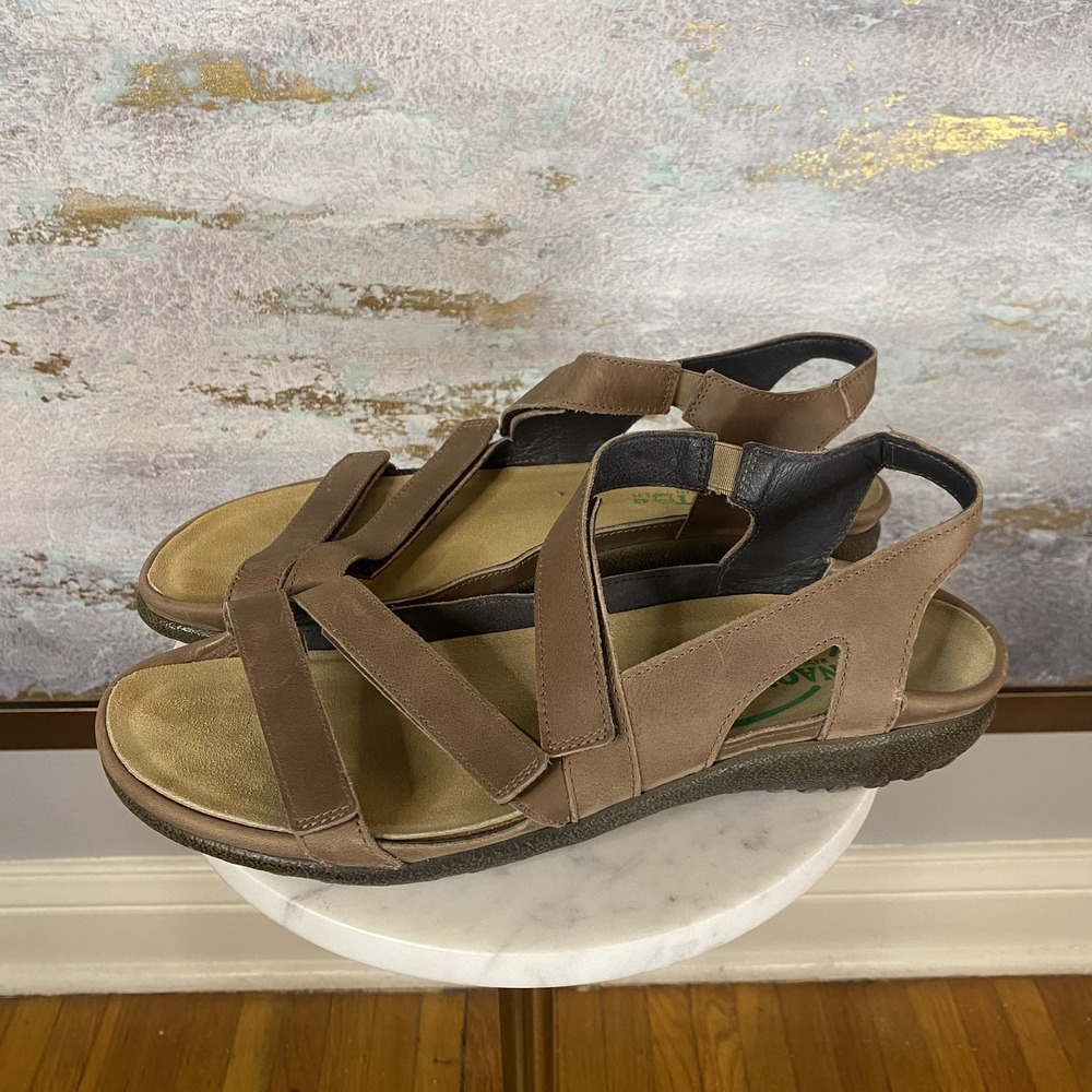 Naot Sandals Shoes Womens Size 11 Brown Leather Strappy Wedge Comfort Adjustable
